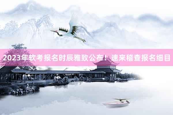2023年软考报名时辰雅致公布！速来稽查报名细目