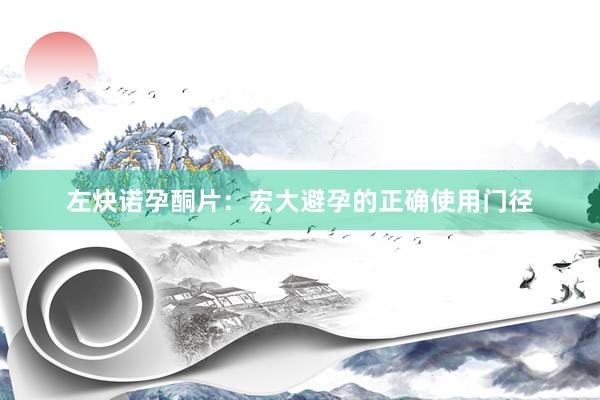 左炔诺孕酮片：宏大避孕的正确使用门径